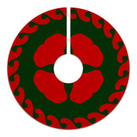 Hawaiian Quilt Flower Pattern Tree Skirt - Red Green - AH - Polynesian Pride
