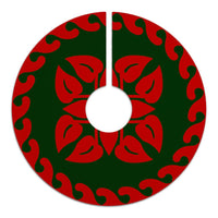 Hawaiian Quilt Pattern Flamingo Flower Tree Skirt - Red Green - AH - Polynesian Pride