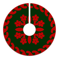 Hawaiian Quilt Pattern Flower Dream Tree Skirt - Red Green - AH - Polynesian Pride