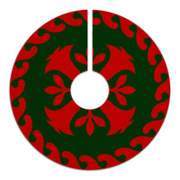 Hawaiian Quilt Pattern Flower Pretty Tree Skirt - Red Green - AH - Polynesian Pride