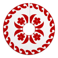 Hawaiian Quilt Pattern Flower Tree Skirt - Red White - AH - Polynesian Pride