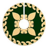 Hawaiian Quilt Pattern Hibiscus Paddle Lovely Tree Skirt - Green Beige - AH - Polynesian Pride