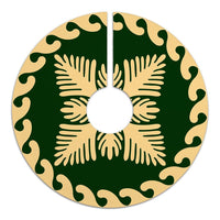 Hawaiian Quilt Pattern Monstera Sago Palm Tree Skirt - Green Beige - AH - Polynesian Pride