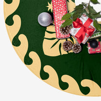 Hawaiian Quilt Pattern Palm Tree And Pineapple New Tree Skirt - Green Beige - AH - Polynesian Pride