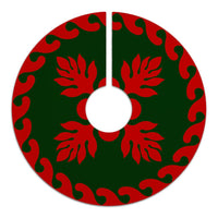 Hawaiian Quilt Pattern Palm Tree Fire Tree Skirt - Red Green - AH - Polynesian Pride