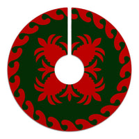 Hawaiian Quilt Pattern Pineapple Tree Skirt - Red Green - AH - Polynesian Pride