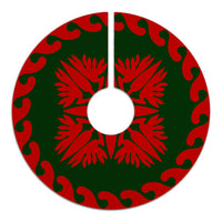 Hawaiian Quilt Pattern Strelitzia Flower Equip Tree Skirt - Red Green - AH - Polynesian Pride