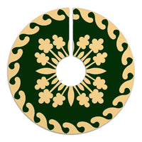 Hawaiian Quilt Pattern Tradition Tree Skirt - Green Beige - AH - Polynesian Pride
