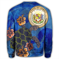 Hawaiian Seal Of Hawaii Hibiscus Ocean Turtle Polynesian Sweatshirt - AH - Polynesian Pride
