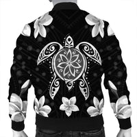 Hawaiian Silver Turtle Plumeria Bomber Jacket AH - Polynesian Pride