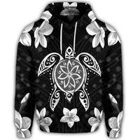 Hawaiian Silver Turtle Plumeria Hoodie - Polynesian Pride