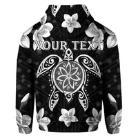 Custom Hawaiian Silver Turtle Plumeria Hoodie - Polynesian Pride
