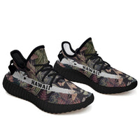 Hawaiian Sneakers YZ Palm Leaves Tropical Flowers Black - Polynesian Pride