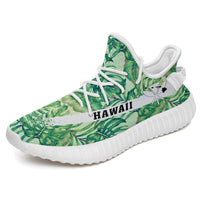 Hawaiian Sneakers YZ Tropical Leaves Jungle Monstera Leaf White - Polynesian Pride