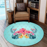 Hawaiian Tropical Strelitzia Hibiscus Plumeria Centre Round Carpet - AH - Polynesian Pride