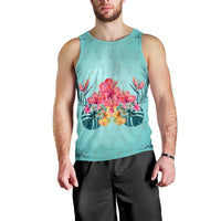 Hawaiian Tropical Strelitzia Hibiscus Plumeria Centre Tank Top - AH Black - Polynesian Pride