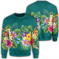 Hawaiian Tropical Strelitzia Plumeria Orchids Hibiscus Polynesian Sweatshirt - AH Unisex Black - Polynesian Pride