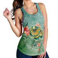 Hawaiian Turtle And Hibiscus Polynesian Racerback Tank - AH - Polynesian Pride