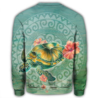 Hawaiian Turtle And Hibiscus Polynesian Sweatshirt - AH - Polynesian Pride