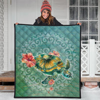 Hawaiian Turtle And Hibiscus Polynesian Premium Quilts - AH - Polynesian Pride