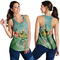 Hawaiian Turtle And Hibiscus Polynesian Racerback Tank - AH Black - Polynesian Pride