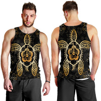 Hawaiian Turtle And Hibiscus Polynesian Tank Top Gold - AH - Polynesian Pride