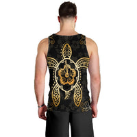 Hawaiian Turtle And Hibiscus Polynesian Tank Top Gold - AH - Polynesian Pride