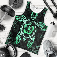 Hawaiian Turtle And Hibiscus Polynesian Tank Top Green - AH - Polynesian Pride