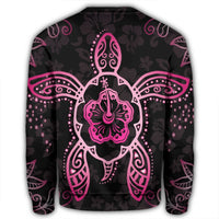 Hawaiian Turtle And Hibiscus Polynesian Sweatshirt Pink - AH - Polynesian Pride