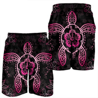 Hawaiian Turtle And Hibiscus Polynesian Men's Shorts Pink - AH - Polynesian Pride
