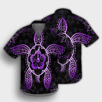 Hawaiian Turtle And Hibiscus Polynesian Hawaiian Shirt Violet - AH - Polynesian Pride