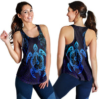 Hawaiian Turtle Hibiscus Coconut Tree Polynesian Racerback Tank AH Black - Polynesian Pride