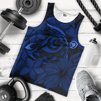 Hawaiian Turtle Hibiscus Plumeria Kanaka Polynesian Tank Top Blue - Soft Style - AH - Polynesian Pride