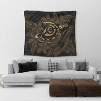 Hawaiian Turtle Hibiscus Plumeria Kanaka Polynesian Tapestry Gold - Soft Style - AH - Polynesian Pride