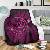 Hawaiian Turtle Hibiscus Plumeria Kanaka Polynesian Premium Blankets Pink - Soft Style - AH - Polynesian Pride