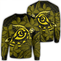 Hawaiian Turtle Hibiscus Plumeria Kanaka Polynesian Sweatshirt Yellow - Soft Style - AH Unisex Black - Polynesian Pride