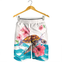 Hawaiian Turtle Hibiscus Waves Polynesian Men's Shorts - AH - Polynesian Pride
