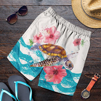Hawaiian Turtle Hibiscus Waves Polynesian Men's Shorts - AH Art - Polynesian Pride