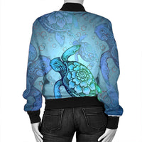 Hawaiian Turtle In The Sea Bubble Polynesian Bomber Jacket - AH - Polynesian Pride