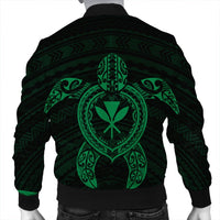 Hawaiian Turtle Kanaka Polynesian Bomber Jacket - Green - AH - Polynesian Pride