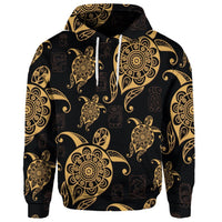 Custom Hawaiian Turtle Pattern Golden Hoodie - Polynesian Pride