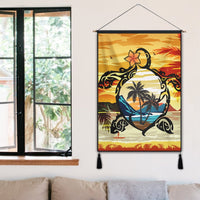 Hawaiian Turtle Plumeria Coconut Tree Polynesian Hanging Poster Gold - AH - Polynesian Pride