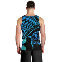 Hawaiian Turtle Plumeria Kakau Polynesian Quilt Tank Top Blue AH - Polynesian Pride
