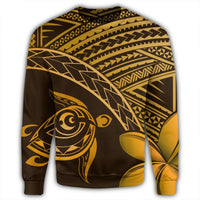 Hawaiian Turtle Plumeria Kakau Polynesian Quilt Sweatshirt Neo Brown AH - Polynesian Pride