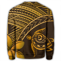 Hawaiian Turtle Plumeria Kakau Polynesian Quilt Sweatshirt Neo Brown AH - Polynesian Pride