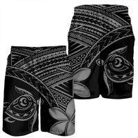 Hawaiian Turtle Plumeria Kakau Polynesian Quilt Men's Shorts Neo Gray AH - Polynesian Pride