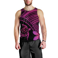 Hawaiian Turtle Plumeria Kakau Polynesian Quilt Tank Top Neo Pink AH Black - Polynesian Pride