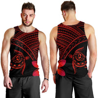 Hawaiian Turtle Plumeria Kakau Polynesian Quilt Tank Top Neo Red AH - Polynesian Pride