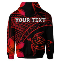 Custom Hawaiian Turtle Plumeria Kakau Polynesian Quilt Hoodie Neo Red - Polynesian Pride
