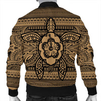 Hawaiian Turtle Polynesian Tribal Bomber Jacket Gold AH - Polynesian Pride